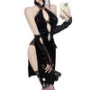Cheongsam Sexy Intimates Tentação Retro Estilo Cheongsam Pijama Meio Açúcar Classe Gravidade Decote Profundo Revelando Seios Fenda Alta 1054