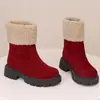 Botines botas Amazon de comercio exterior caña corta nuevas talla grande botas de nieve botas de mujer europeas y americanas con vuelta botas de algodón tacón grueso
