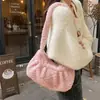 Bolsa transversal pequena de pelúcia estilo macaron transfronteiriça, bolsa com textura de pelúcia para carregar itens pequenos, bolsa de ombro, dropshipping
