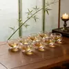 Xícara de Chá Pequena de Vidro Espesso Resistente ao Calor, Resistente a Altas Temperaturas, Anti-Escaldante, Xícara de Chá Isolada, Xícara de Chá com Flor de Camada Dupla, Conjunto de Chá Kung Fu