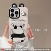 Boneca Panda de Pintura de Textura Adequada para Apple 16 Capa de Celular 15PRO Cartão Bolsa Cordão 14 Silicone À Prova de Quedas 13 Creative X