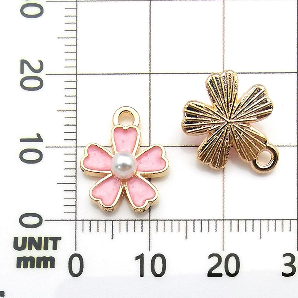 11886-J-粉色滴油锌合金点珠樱花12x15-0.8g.