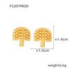 Aretes personalizados con sentido de diseño simple, aretes gráficos con costuras de cuentas geométricas redondas europeas y americanas, aretes de acero de titanio chapados en oro de 18k