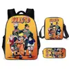 Set de Mochila Escolar de Tres Piezas de Naruto Transfronterizo para Estudiantes de Primaria y Secundaria, Mochila Infantil, Bolso de Hombro