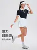 Conjunto de Roupa Esportiva Transfronteiriça Caijue para Mulheres, Roupa de Yoga Respirável, Roupa de Fitness de Manga Curta, Conjunto de Roupa Slim-Fit para Badminton e Tênis para Mulheres
