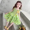 Vestido de Suspensório para Meninas Roupa de Verão 2026 Novo Estiloso Vestido Regata Floral Infantil Vestido de Algodão para Bebê de Verão