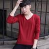 Ropa Interior para Hombre Camiseta de Algodón Ropa de Otoño Cuello en V Cálida Manga Larga Cuello Redondo Modelo Delgado Base de Algodón Ropa Interior de una Sola Pieza