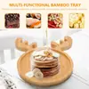 Sombrero de Navidad de Madera Transfronterizo Reno Dibujo Animado de Pascua Bandeja Decorativa Hogar Snack Fruta Seca Fruta Bandeja de Madera