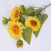 Simulación de girasol de 7 cabezas para decoración de hogar, hotel, sala de estar, girasol, flor artificial, 3 flores, 4 capullos