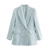 Nuevo Otoño 2021 Amazon Europeo y Americano para mujer al por mayor chaqueta de traje retro de manga larga con decoración de bolsillo de tweed