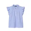 Ins Moda Femenina de Moda Estilo Suave Transfronterizo Color Sólido Holgado Moda Sin Mangas con Mangas de Volantes Blusa Top