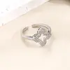Huajie Europeu e Americano Exportação Recorte Completo Diamante Trevo Elegante Romântico Aberto Anel de Cobre Joias Femininas Venda por Atacado ao Vivo