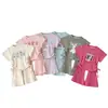 Conjunto de Calça Flare Dopamina para Meninas com Camiseta de Manga Curta, Calça Longa Fina de Verão, Estilo Elegante e Doce para Crianças Pequenas do Jardim de Infância