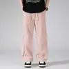 Calças de Seda Gelada Masculinas de Verão Estilo Hong Kong Largas de Perna Larga Esportivas Calças Paraquedista Toque Gelado Secagem Rápida Casuais Comprimento Total para Homens