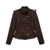 Estilo Europa Cruz Z 2026 Nueva Moda Temperamento Chaqueta Abrigo de Gamuza para Mujer al por Mayor Hebilla de Nudo de Cuerda 6318244