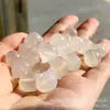 Colgante de Cabeza de Gato Linda Ágata de Hielo Natural Chalcedony Blanco Congelado Lichi Agujero Pasante Gato sin Rostro Accesorios para Pulseras DIY