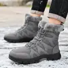 Noreste Talla Grande Transfronterizo 48 Botas de Algodón Invierno Viaje al Aire Libre Senderismo Botas de Nieve de Caña Alta Zapatos de Algodón Calientes con Forro de Polar para Hombre