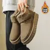 Botas de Neve Masculinas para Inverno, Resistentes ao Frio, Forradas com Lã, Botas de Algodão de Cano Médio Quentes, Couro e Pele Integrados, Tamanho Grande, Mocassins Quentes