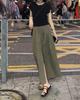 24611 Da Ai Mei Yi Yuan 2026 Nova Camiseta Casual Elegante Slim-Fit com Saia de Fenda Moda Roupas Femininas