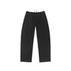 Pantalones adelgazantes de moda, pants pesados de pierna curva para hombre, estilo otoño/invierno, con diseño de cintura contrastante, corte recto holgado, ropa casual