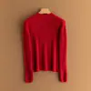 Nuevo Suéter de Cashmere 100% para Mujer Otoño e Invierno 2026, Cuello Alto, Calado, Manga Larga, Top de Punto Puro de Cachemira