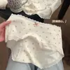 Calcinhas florais de algodão puro para meninas, estilo japonês, cintura média, com acabamento em renda, antibacterianas, respiráveis, design fofo de pequenas flores