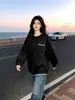 Sudadera retro de moda de calle con cuello redondo y manga larga 2026 nuevo top versátil y moderno para mujer de otoño