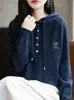 Moletom com Capuz da Moda Redutor de Idade Camisa Base Tricotada para Mulheres 2026 Novo Suéter Estiloso de Primavera e Outono para Mulheres