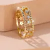 Anel Feminino Rongxing Europeu e Americano Transparente Estrela Anel com Textura de Grão de Arroz Banda do Anel Transparente Cravejado com Strass Anel Decorativo Diário