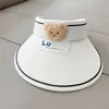 Chapéu de Sol com Proteção Solar para Crianças, com Topo Aberto, Design de Urso, Tecido de Palha, para Meninos e Meninas, Aba Larga, Dobrável, Chapéu Popular para Bebês