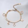 Pulseira de Trevo de Quatro Folhas Feminina Estilo Coreano Ins Simples Estudante Elegante Moda Pulseira de Aço Titânio Pulseira de Celebridade da Internet Design de Nicho