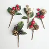 Agulha de pinheiro de Natal ramo de fruta plástico flor seca acessórios de cartão caixa de bolsa DIY handmade acessórios de cartão de Natal