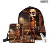 2025 Transfronteiriço Boneco de Pau de Madeira Shan Hai Jing Tungtungtung Mochila Escolar Bolsa de Ombro Estojo de Lápis Conjunto de Três Peças