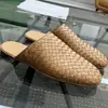 Nuevas Pantuflas Casuales de Piel Genuina Tejida Estilo Europeo, Cerradas, Planas, Slip-On, para Pareja, Hombres y Mujeres, Pantuflas Cómodas Retro