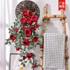 Enredaderas de rosas artificiales Austin, flores falsas para decoración suave de interiores, decoraciones de techo y revestimiento de conductos de aire acondicionado, al por mayor para decoraciones de boda