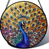 Decoração Suspensa Vitral Pena de Pavão 20cm Decoração Transparente para Janela Apanhador de Sol Decoração de Casa Ornamento Suspenso