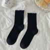 Meias de Renda de Algodão Puro de Cano Médio para Mulheres, Primavera, Verão e Outono, Borda Babada, Estilo Japonês, Versátil, Vazadas, Cano Longo, Meias Folgadas, Estilo Fino