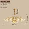 Lustre de sala de estar estilo americano todo em cobre, grande lustre principal retrô estilo europeu para sala de jantar e quarto, luminária decorativa de cristal de luxo para villa