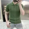 Coleção de verão masculina: Camisa polo de tricô com botões, de manga curta, com toque fresco e abertura frontal