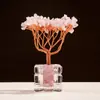 Runyang Joyería Adorno de Árbol de Cristal Natural Citrino Rosa Árbol de Sicomoro Decoración de Escritorio para Hogar Sala de Estar Oficina Regalo