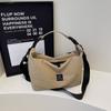 Bolsa transversal de lona casual estilo japonês 2025, grande capacidade, bolsa quadrada horizontal para estudantes universitários, para deslocamento diário