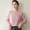Suéter de Punto Grueso Adelgazante de Cachemir Falso de Dos Piezas con Cuello Redondo para Mujer, Color Bloqueado Retorcido, Top Holgado de Hombro Caído Otoño e Invierno