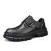 Zapatos Derby de cuero para hombre estilo británico con cordones, zapatos de cuero para exteriores, tendencia gruesa, casual, formal, zapatos de cuero al por mayor