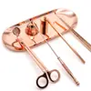 Ferramentas para Vela Perfumada Ouro Rosé Acessórios para Vela Tesoura para Pavio de Vela Extintor de Vela Gancho Extintor de Incêndio Cobertura Sino Extintor de Incêndio Acendedor