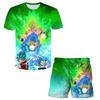 Patrón de Dragon Ball Impresión 3D Transfronterizo Nuevo Traje Casual para Niños Camiseta y Pantalón Corto Traje Venta Directa de Fábrica Suministro