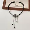 Collar con Borla de Cuentas Ojo de Diablo Chica Picante Y2K Moda Nicho Versátil Personalidad Gargantilla Estilo Oscuro Al por Mayor