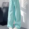 Pantalones casuales de pierna ancha ligeramente arrugados, ultradelgados, de secado rápido, de cintura alta, corte curvo, adelgazantes, versátiles, de longitud larga para el aire acondicionado en verano