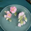 Design Original Feito à Mão Veludo Rosa Antigo Tecido Imitação Flor de Veludo Estilo Tang Fio Enrolado Grampo de Cabelo Macio Adereços de Foto para Estúdio Fotográfico Acessórios de Cabelo da Dinastia Han