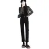 Jeans Cropped Reto Espessado com Forro de Fleece Feminino Outono e Inverno 2024 Novo Cintura Alta Elástico Afinando Calça Tubo Pequena