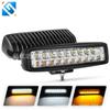 Luz de trabajo led para coche transfronteriza de una palabra doble fila 18led doble color amarillo y blanco 4 pulgadas faro luz para motocicleta